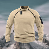 Fleece trui voor heren met halve rits en hoge kraag