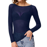 Dames Transparante Mesh Top met Lange Mouwen