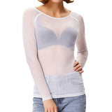 Dames Transparante Mesh Top met Lange Mouwen