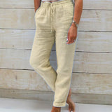 Dames Linnen Broek met Elastische Taille