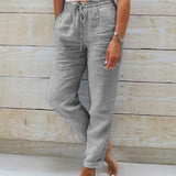 Dames Linnen Broek met Elastische Taille