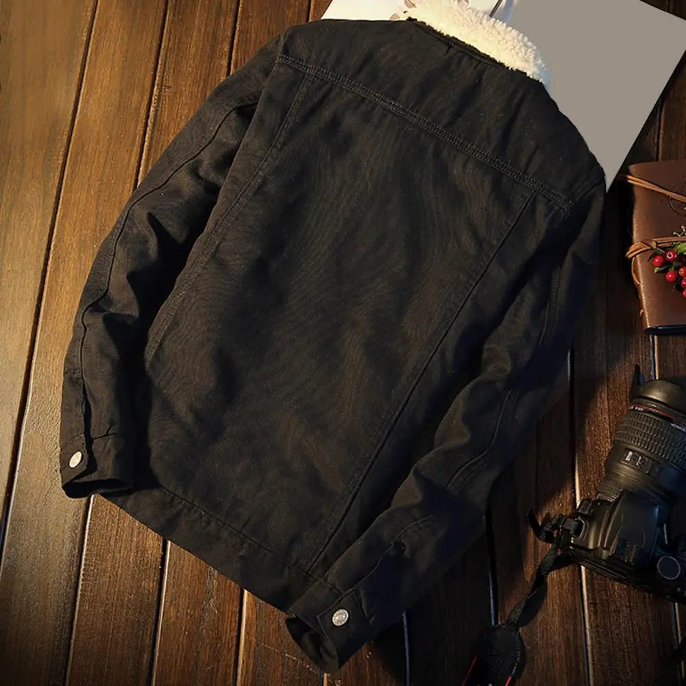 Heren denimfleece herfst- en winterjas in diverse kleuren – warme voering, zachte stof en comfortabele pasvorm voor koude dagen.