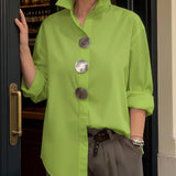 Dames Blouse met Decoratieve Knopen en Lange Mouwen