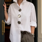 Dames Blouse met Decoratieve Knopen en Lange Mouwen