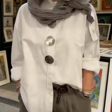 Dames Blouse met Decoratieve Knopen en Lange Mouwen