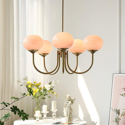 AuraGlow Marshmallow Kroonluchter – Elegant en moderne kroonluchter met zachte, marshmallow-achtige lampenkappen, voor een sfeervolle en luxe uitstraling in elke ruimte.
