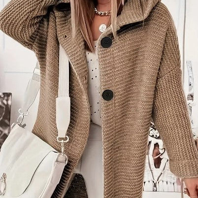 Gebreid Vest met Capuchon en Knoopsluiting