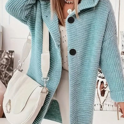 Gebreid Vest met Capuchon en Knoopsluiting