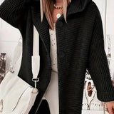 Gebreid Vest met Capuchon en Knoopsluiting