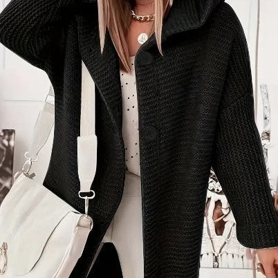 Gebreid Vest met Capuchon en Knoopsluiting