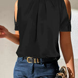 Blouse met Open Schouders en Hoge Hals