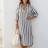 Dames Maxi Blousejurk met Verticale Strepen
