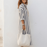 Dames Maxi Blousejurk met Verticale Strepen