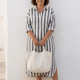Dames Maxi Blousejurk met Verticale Strepen