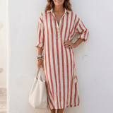 Dames Maxi Blousejurk met Verticale Strepen