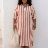 Dames Maxi Blousejurk met Verticale Strepen