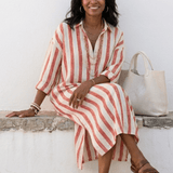 Dames Maxi Blousejurk met Verticale Strepen