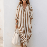 Dames Maxi Blousejurk met Verticale Strepen