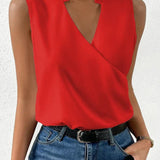 Dames Mouwloze Overslag Blouse met V-hals