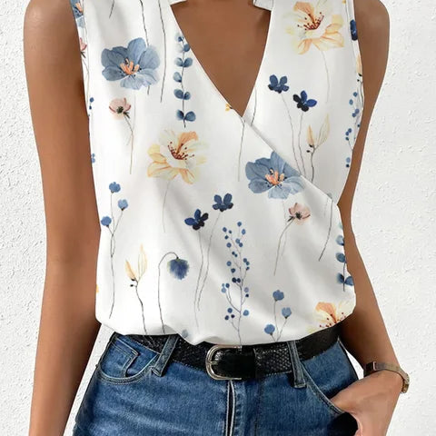 Dames Mouwloze Overslag Blouse met V-hals
