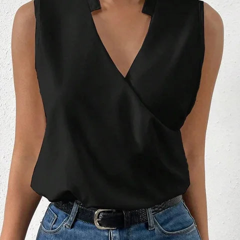 Dames Mouwloze Overslag Blouse met V-hals