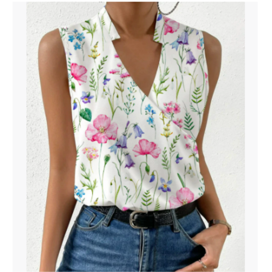 Dames Mouwloze Overslag Blouse met V-hals