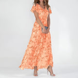 Dames Maxi Jurk met Bloemenprint en V-Hals