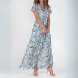 Dames Maxi Jurk met Bloemenprint en V-Hals