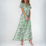 Dames Maxi Jurk met Bloemenprint en V-Hals