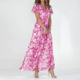 Dames Maxi Jurk met Bloemenprint en V-Hals