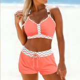 Tankini Set met Gestreepte Top en Shorts