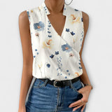 Dames blouse met overslag en V-hals