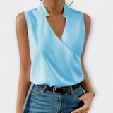 Dames blouse met overslag en V-hals