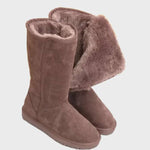 De Valeria Waterdichte Suède Sheepskin Laarzen met Ritssluiting bieden luxe warmte en stijlvol comfort, ideaal voor elegante en beschermde winterlooks.