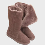 De Valeria Waterdichte Suède Sheepskin Laarzen met Ritssluiting bieden luxe warmte en stijlvol comfort, ideaal voor elegante en beschermde winterlooks.