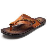 Heren Leren Teenslippers met Verstelbare Band