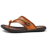 Heren Leren Teenslippers met Verstelbare Band