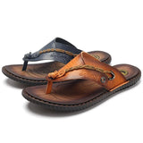 Heren Leren Teenslippers met Verstelbare Band