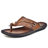 Heren Leren Teenslippers met Verstelbare Band