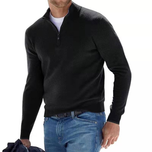 Heren Merino trui van Hugo – luxe wollen trui met V-hals en rits, ademend, warm en stijlvol voor zowel casual als zakelijke outfits.