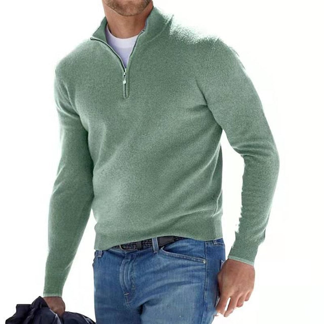 Heren Merino trui van Hugo – luxe wollen trui met V-hals en rits, ademend, warm en stijlvol voor zowel casual als zakelijke outfits.