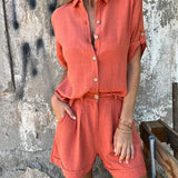 Dames Tweedelige Blouse en Short Set