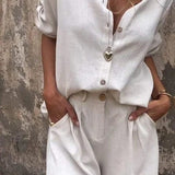 Dames Tweedelige Blouse en Short Set