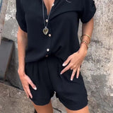 Dames Tweedelige Blouse en Short Set