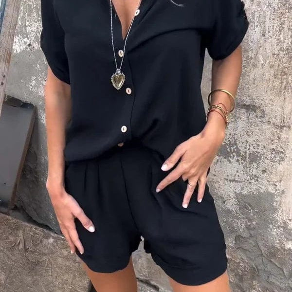 Dames Tweedelige Blouse en Short Set