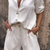 Dames Tweedelige Blouse en Short Set