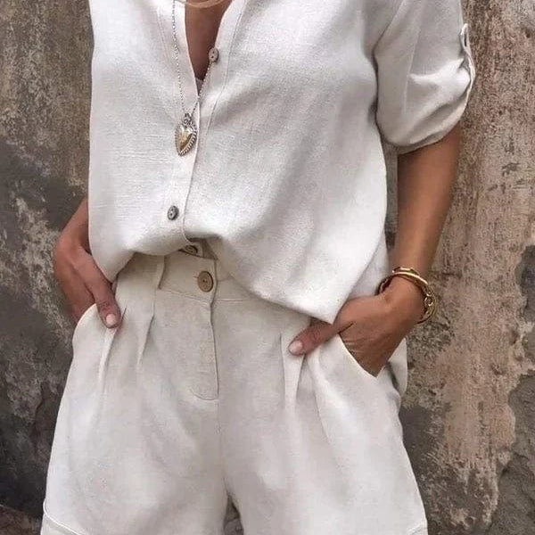 Dames Tweedelige Blouse en Short Set