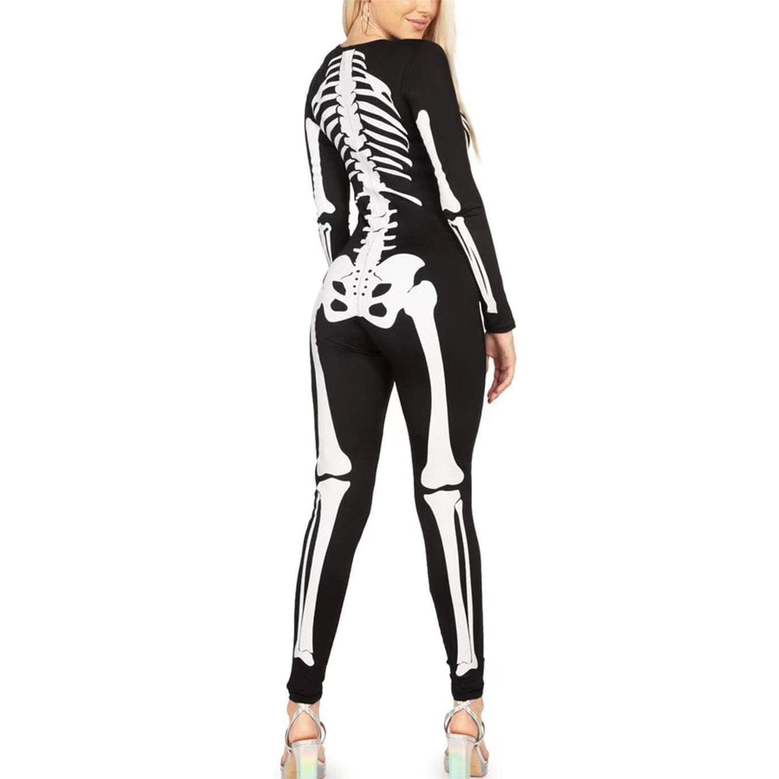 Halloween kostuum skelet – spookachtige print, comfortabel en compleet outfit voor volwassenen en tieners, perfect voor Halloween, verkleedfeesten en cosplay.