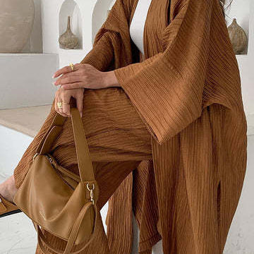 Driedelige Set met Lange Kimono, Top en Wijde Broek