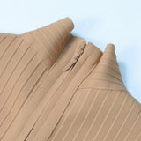 Elegante Geribde Midi Jurk